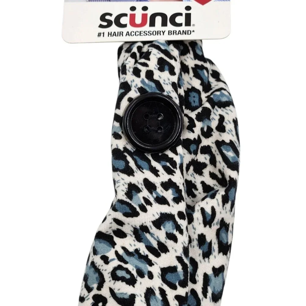 Scunci Deep Teal Fabric Hair Headband and Button Hairband Set‎ Jewels